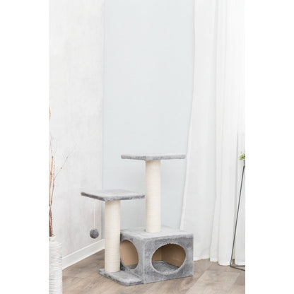 Valencia Plush & Sisal 3-Level 28" Cat Tree with Scratching Posts & Condo, Gray