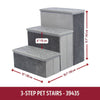 3-Step Foldable Velour Pet Stairs with Storage, Gray