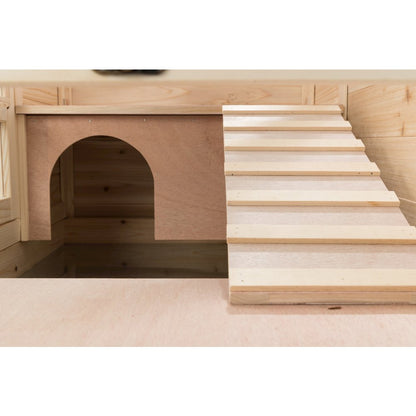 Mobile Indoor 1-Story Wooden Small Animal Cage with Wheels & Pull-Out Tray