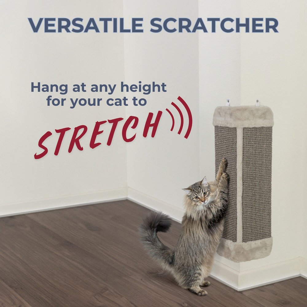 Wall Mount Sisal Scratching Board for Corners, Vertical Cat Scratcher, Gray