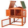 Weatherproof Outdoor 2-Story Wooden Small Animal Hutch with Run & Pull-Out Tray