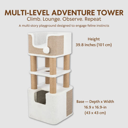 Lucano 39.8" Multi-Level Cat Tree with Sisal Scratching Posts