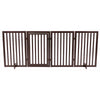 4-Panel Convertible Wooden 80" Freestanding Pet Gate - Pen with Pet Door, Brown