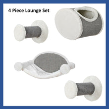 Multi-Level Wall Mounted Cat Perch and Lounge Set with Condo & Hammock, 4 Piece