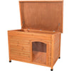 Classic Insulated Weatherproof Wooden Small Outdoor Dog House w-Hinged Roof
