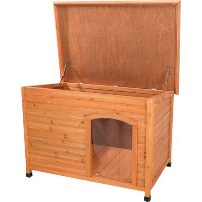 Classic Insulated Weatherproof Wooden Small Outdoor Dog House w-Hinged Roof