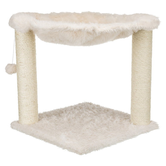 Baza XXL Jute 19.7" Cat Scratching Posts with Hammock & Hanging Cat Toy, Cream