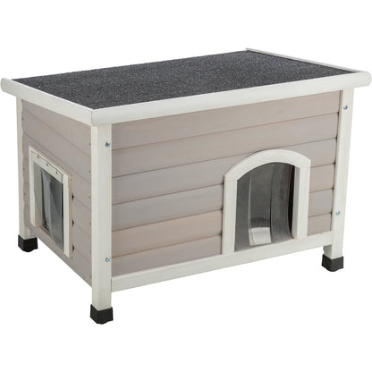 Classic Elevated Weatherproof Cat House, 2 Cover Openings, Indoor-Outdoor