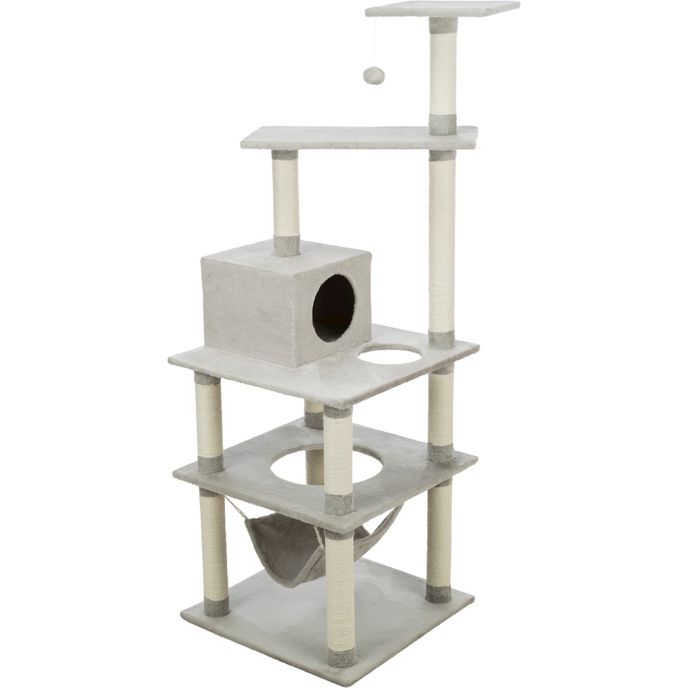 Abby Plush 4-Level 63.5" Cat Tree with Sisal Scratching Posts Condo & Cat Toy