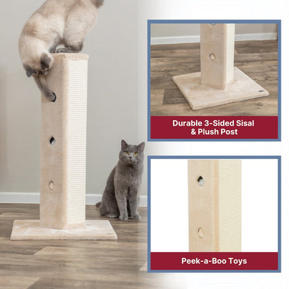 Soria Plush & Sisal 31.5" Square Scratching Posts, Cat Toys for Hunting, Beige