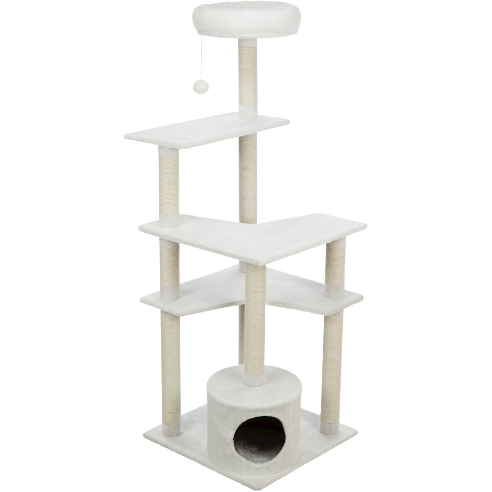 Seli Plush 4-Level 59" Cat Tree with Sisal Scratching Posts, Condo & Cat Toy