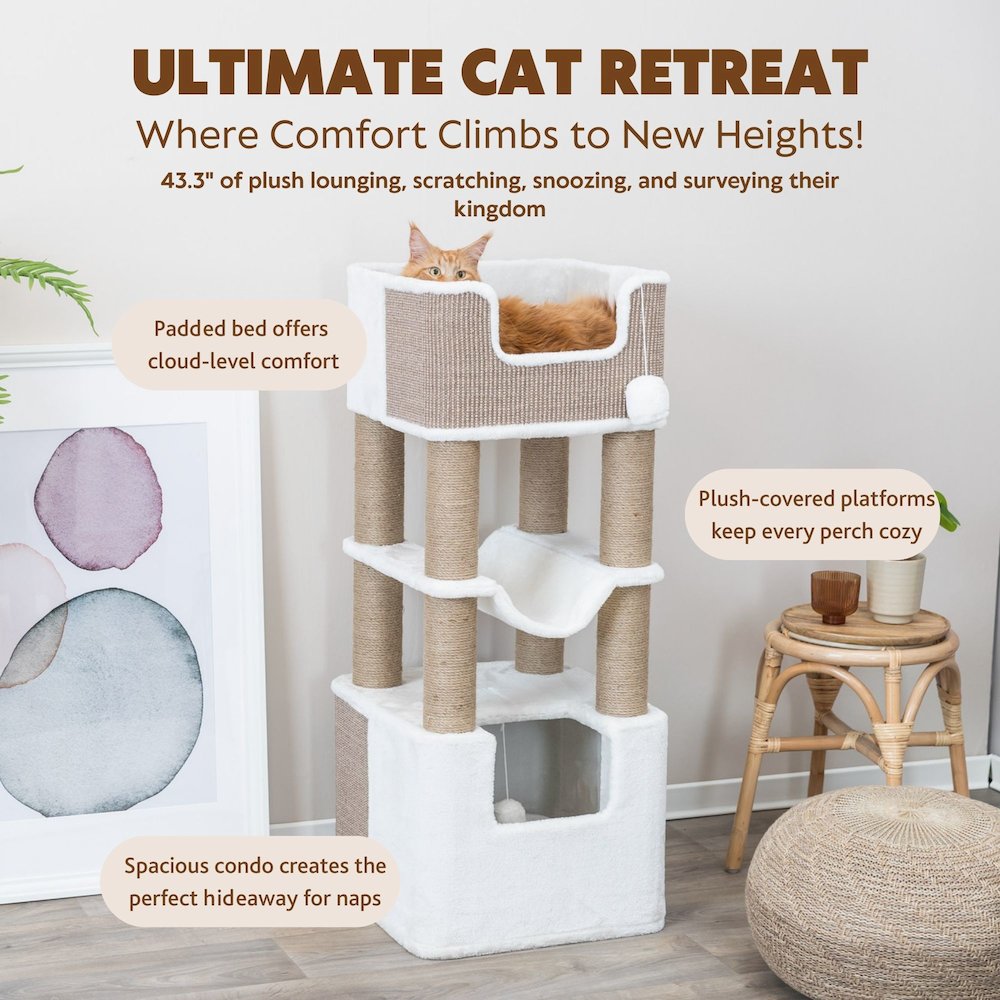 Lucano Xxl 43.3" Multi-Level Cat Tree with Sisal Scratching Posts