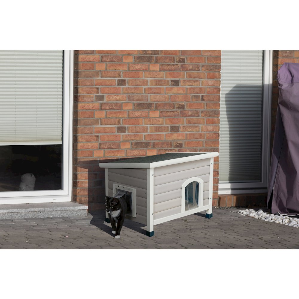Classic Elevated Weatherproof Cat House, 2 Cover Openings, Indoor-Outdoor