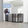4-Panel Foldable Wood Freestanding Pet Gate, Walk Thru Door, Expands to 80"