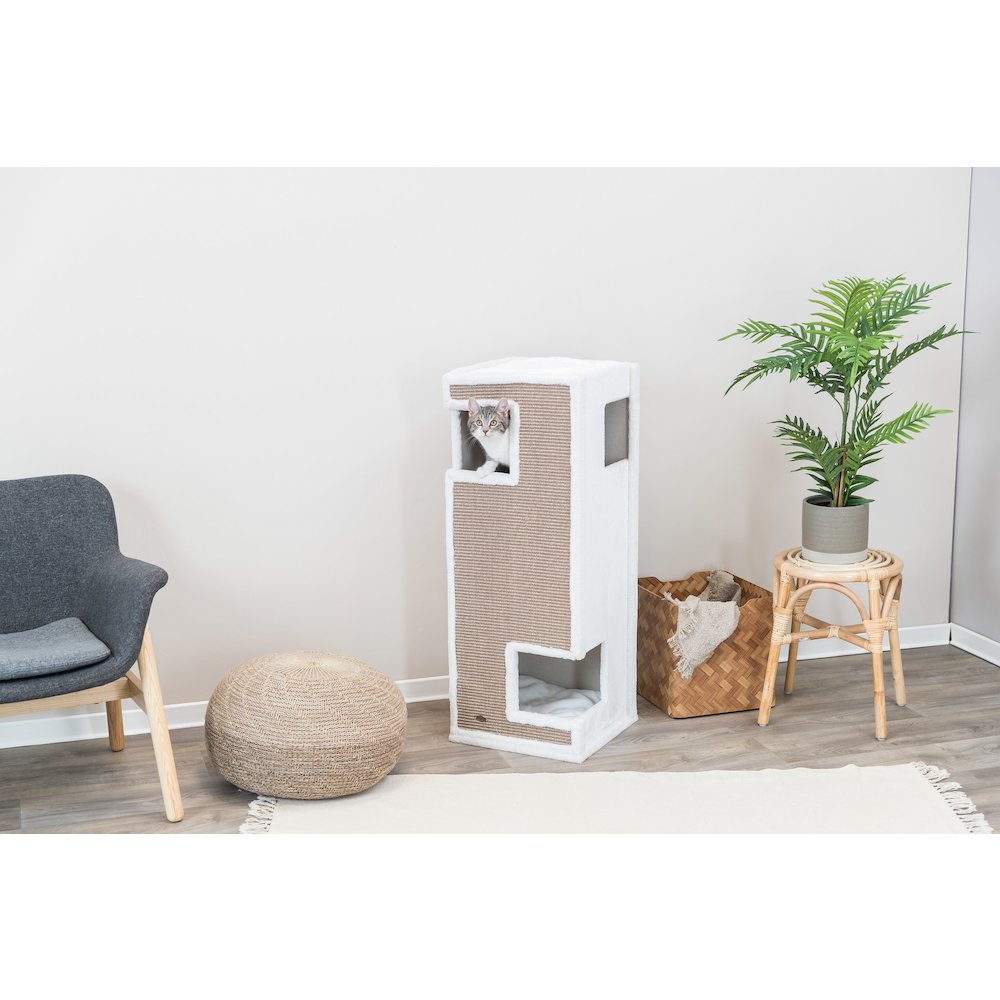 Gerardo Plush & Sisal 3-Story 39.4" Cat Condo Tower with Removable Cushions