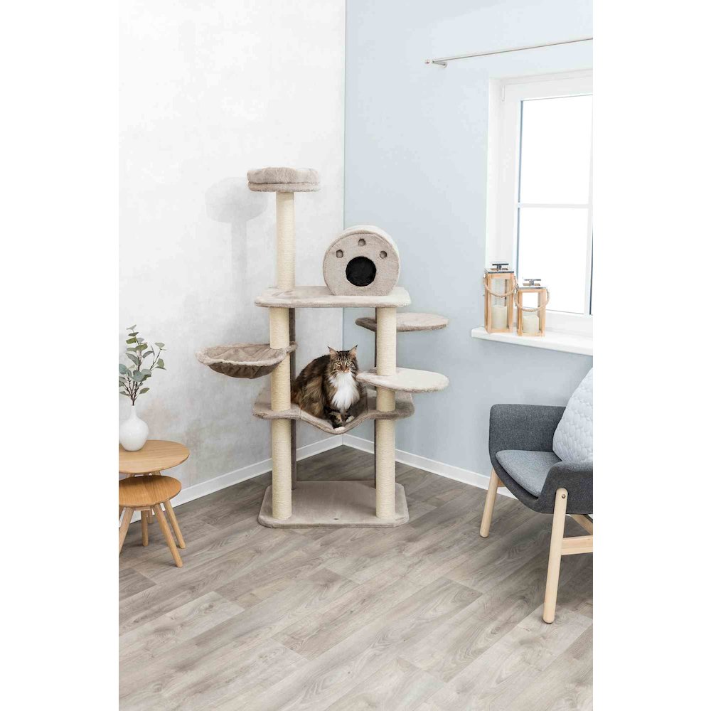 Fabiola Plush & Sisal 65" Cat Tower Scratching Posts Condo Hammocks Platforms
