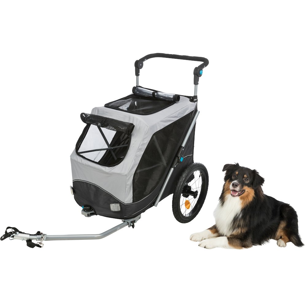 Quick-Fold Dog Bike Trailer, Carrier for Small Dogs up to 48 lbs, Gray
