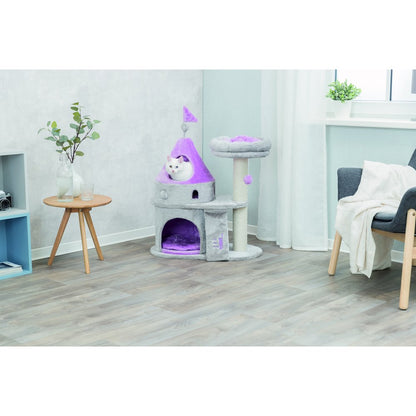 My Kitty Castle Plush 35.5" Cat Tree, Sisal Scratching Posts, Rustling Fabric
