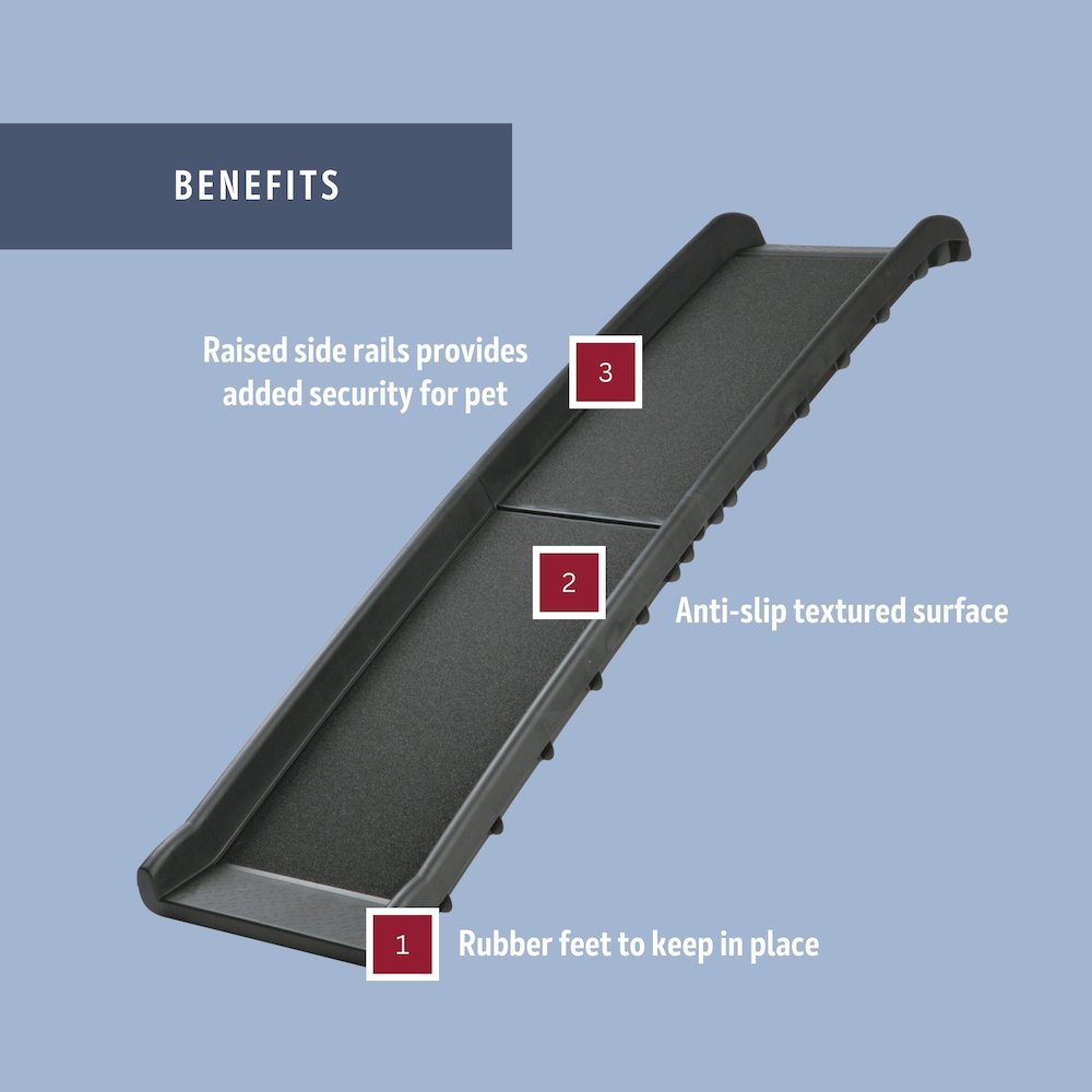 Foldable Non-Slip 62" Long Plastic Pet Ramp, Black, 200 lb Limit