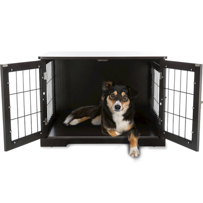 32.7" Dog Crate, Wooden Indoor Kennel Furniture for Medium Dogs Up to 50 lb