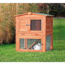 Weatherproof Outdoor 2-Story Wooden Small Animal Hutch with Run & Pull-Out Tray