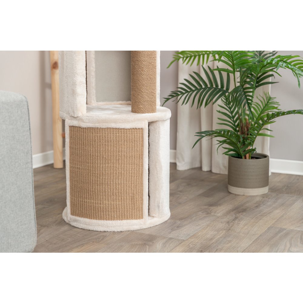 Giorgia Plush & Sisal 32" Cat Condo Tower, Scratching Posts  with Padded Bed