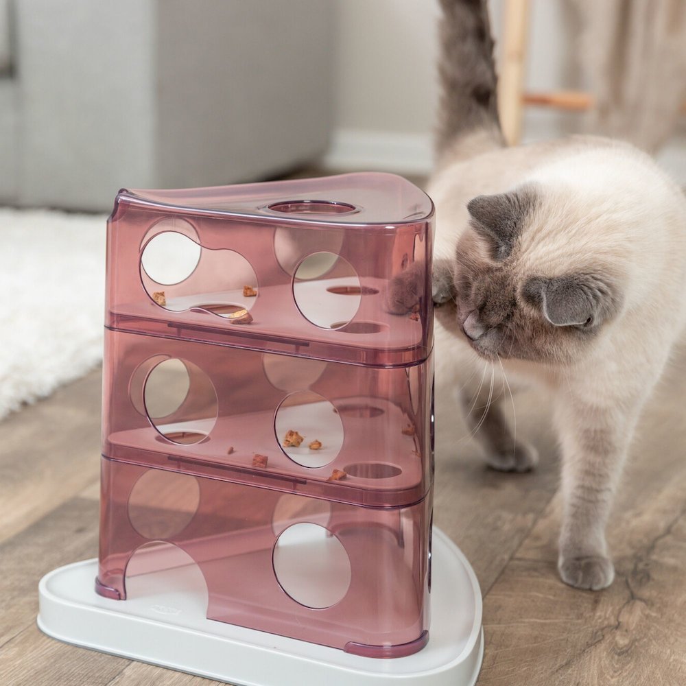 Cheese Tower Strategy Game for Cats, Puzzle Toy, Treat Dispenser