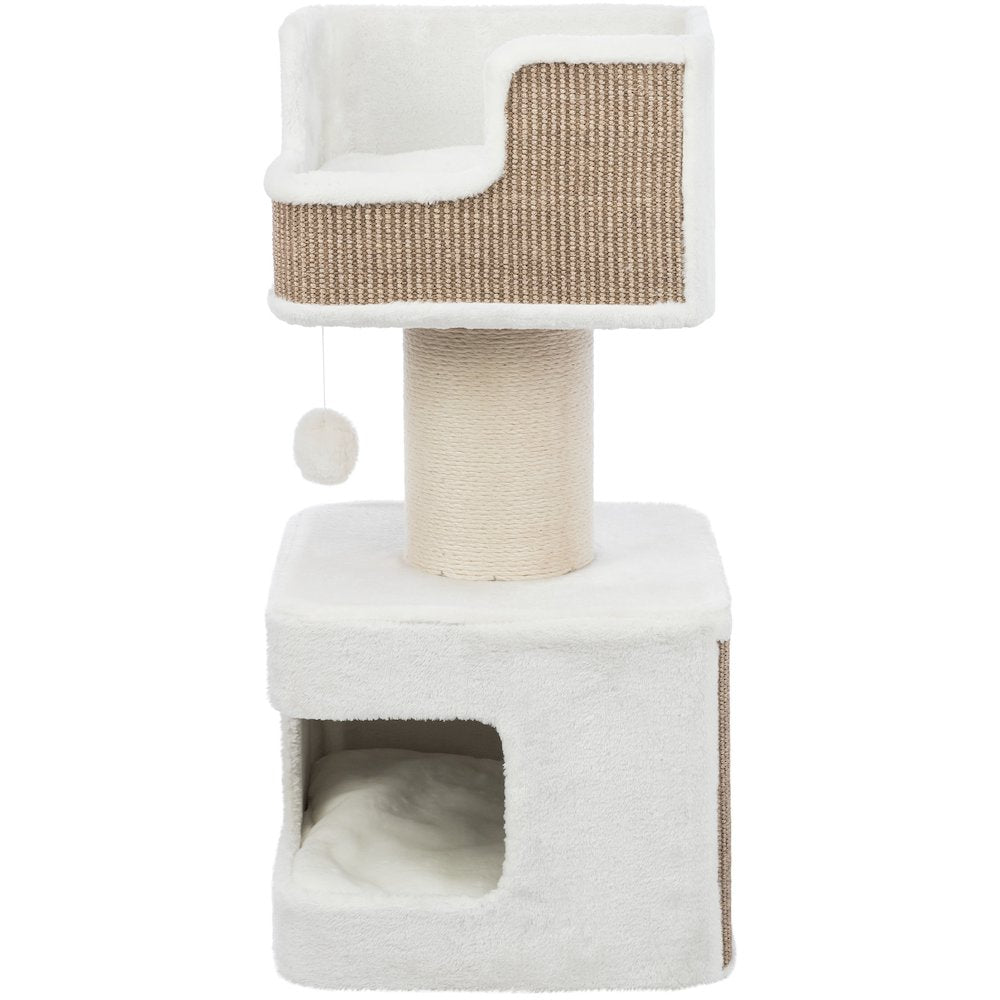 Ava XXL Jute & Plush 2-Level 34" Cat Tree with Scratching Post & Condo, Brown