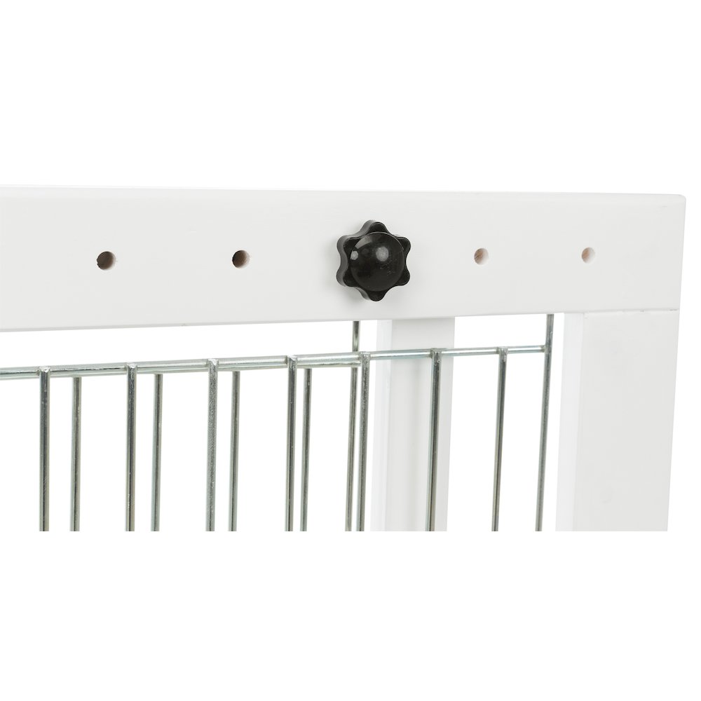 Expandable Wooden Freestanding Pet Gate with Pet Door, Expands to 71" Wide