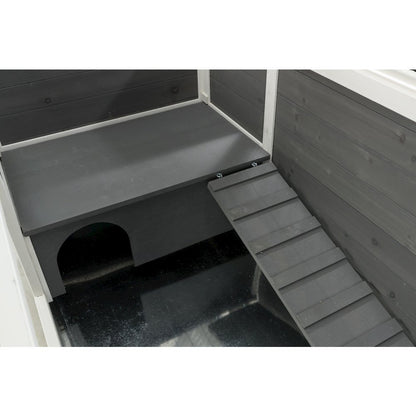 Mobile Indoor 1-Story Wooden Small Animal Cage with Wheels & Pull-Out Tray, Gray