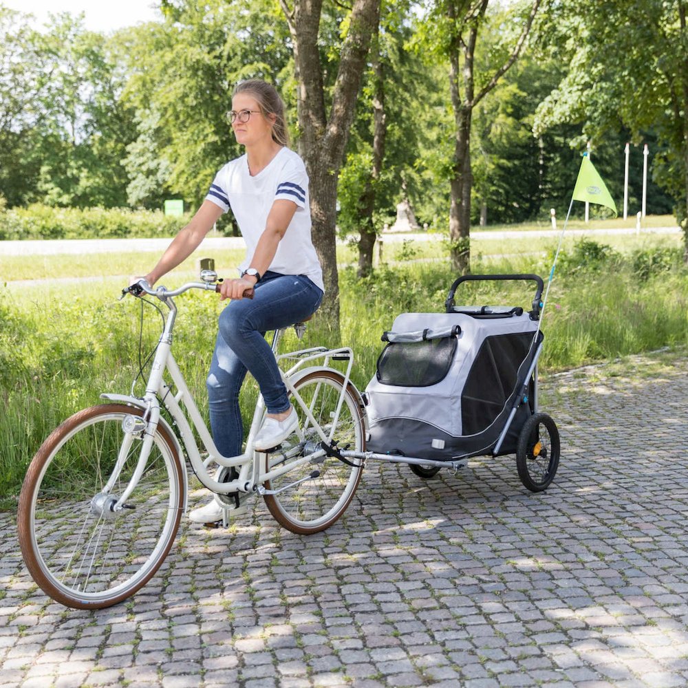 Quick-Fold Dog Bike Trailer, Carrier for Small Dogs up to 48 lbs, Gray