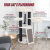 Bovina Plush & Sisal 3-Level 55.5" Cat Tree, Scratching Posts & Hammock, Black