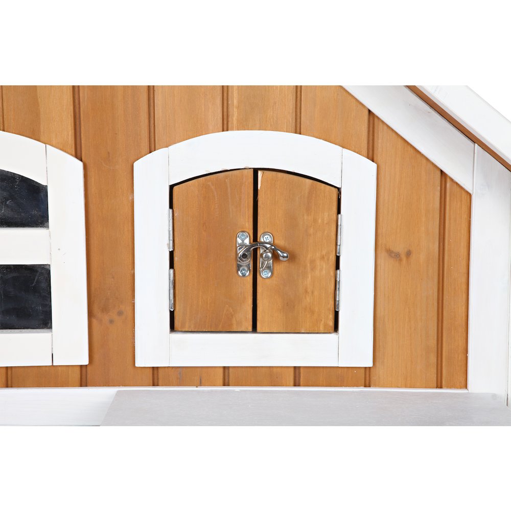 2-Story Weatherproof Elevated Outdoor Cat Retreat with Balcony, Brown