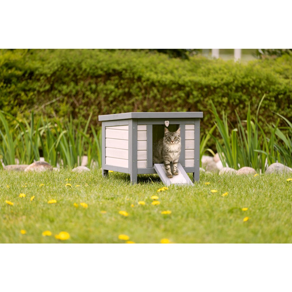 22" x 17.9" Insulated Small Cat Shelter for Cold Seasons, Elevate Cat Home, Gray