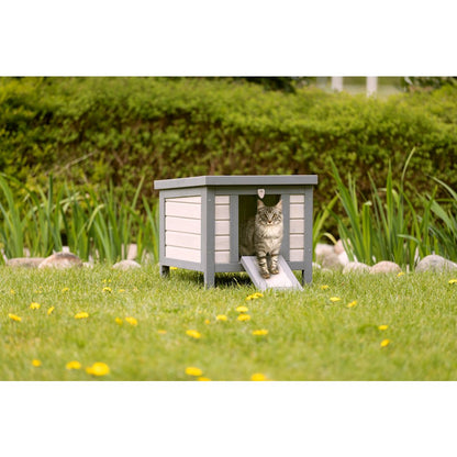 22" x 17.9" Insulated Small Cat Shelter for Cold Seasons, Elevate Cat Home, Gray