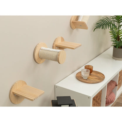 Wall Set 6 Multi-Level Wall Mounted Cat Perch System w-Corner Sisal Posts