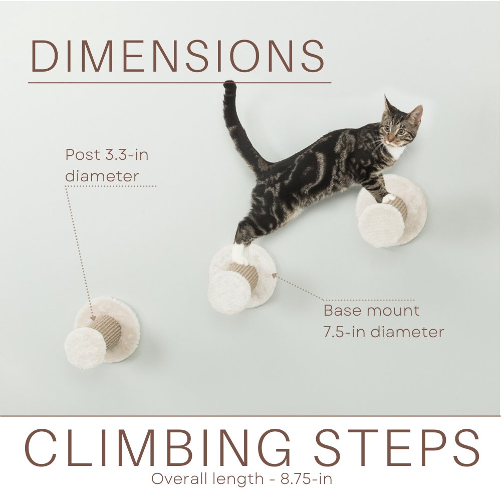 Multi-Level Wall Mounted Cat Perch-Step, 3 Piece Set, Gray-White