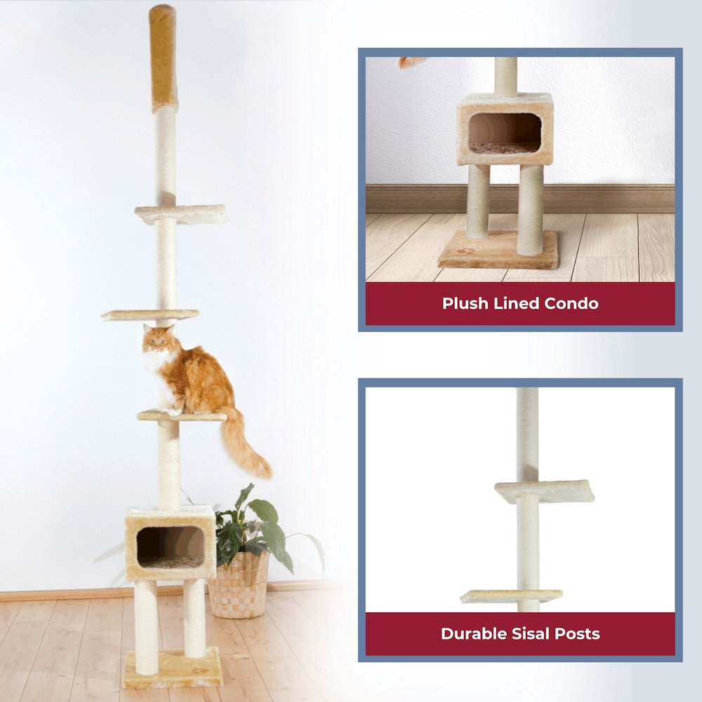 Santander Plush & Sisal Adjustable 96"-108" Cat Tower with Scratching Posts