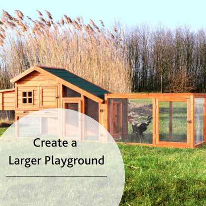 Weatherproof Outdoor Wood & Wire Chicken Run Extension for Chicken Coops, Brown