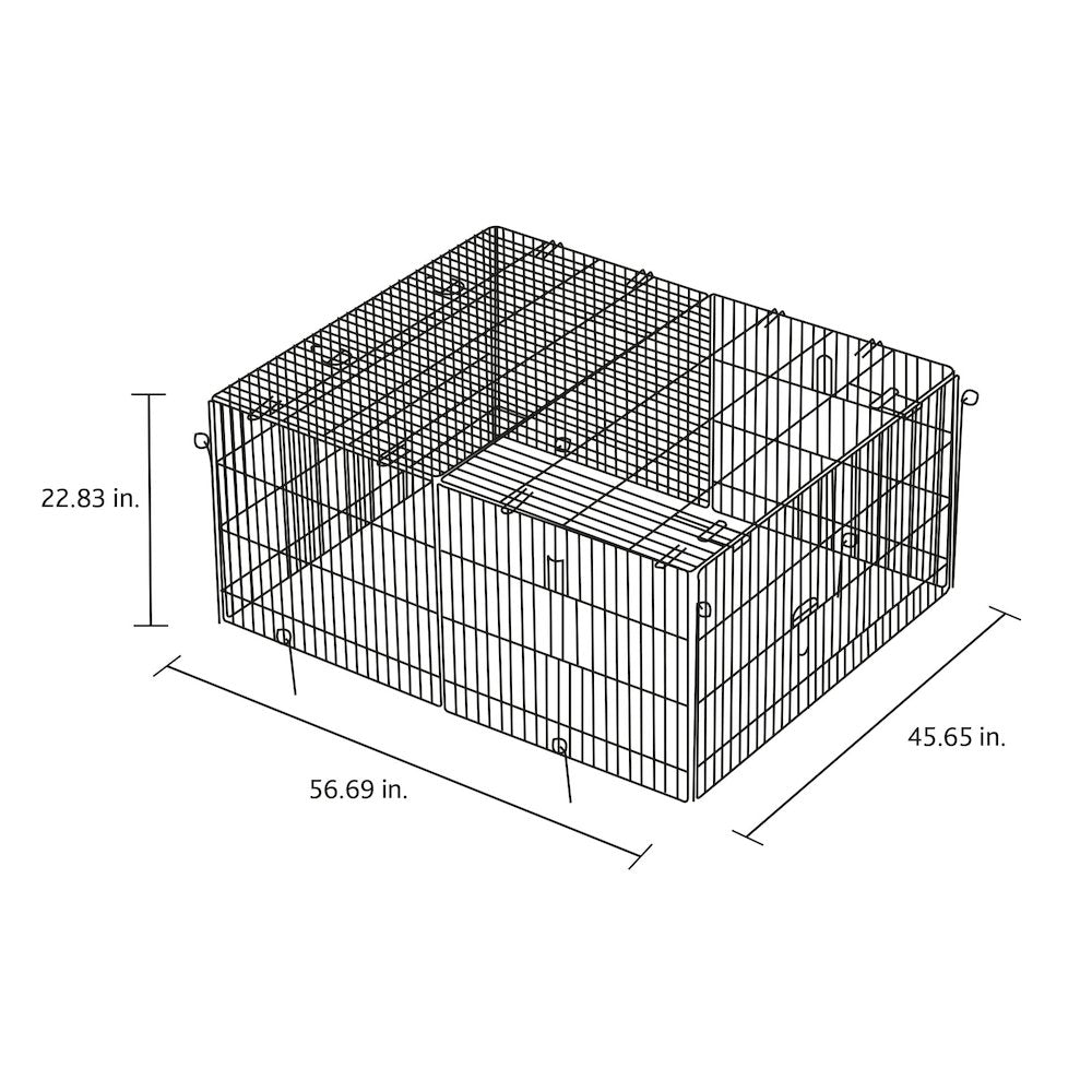 Enclosed Outdoor 34 cu. Ft. Galvanized Metal Small Animal Cage with 5 Doors
