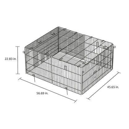 Enclosed Outdoor 34 cu. Ft. Galvanized Metal Small Animal Cage with 5 Doors