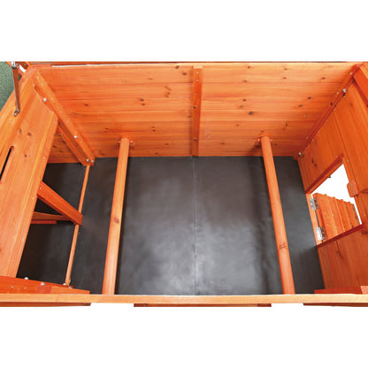 Weatherproof Outdoor Wooden Chicken Coop with 2 Nesting Boxes & Run, Brown