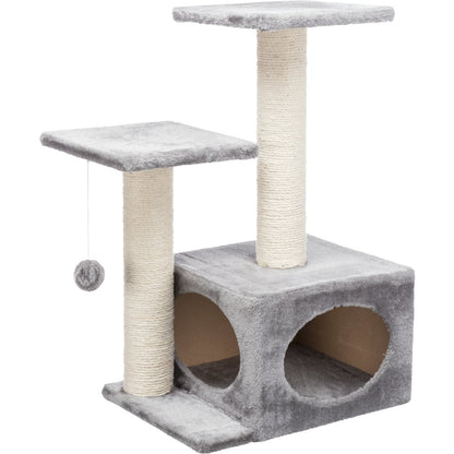 Valencia Plush & Sisal 3-Level 28" Cat Tree with Scratching Posts & Condo, Gray