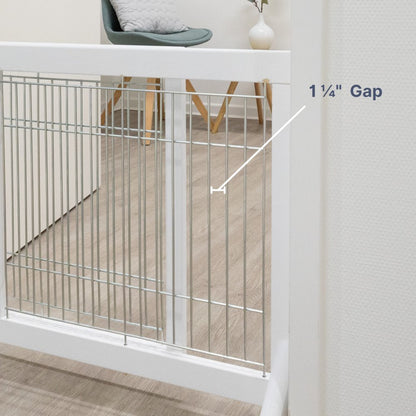 Adjustable Wooden Freestanding Pet Gate, 24" Tall Step Over, Expands to 42.5"