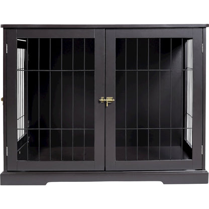 32.7" Dog Crate, Wooden Indoor Kennel Furniture for Medium Dogs Up to 50 lb