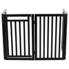 4-Panel Foldable Wood Freestanding Pet Gate, Walk Thru Door, Expands to 80"