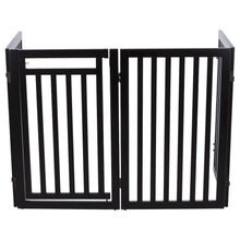 4-Panel Foldable Wood Freestanding Pet Gate, Walk Thru Door, Expands to 80"