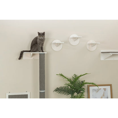 Wall Set 1 Wall Mounted Sisal Cat Scratching Post with Ledge, Gray