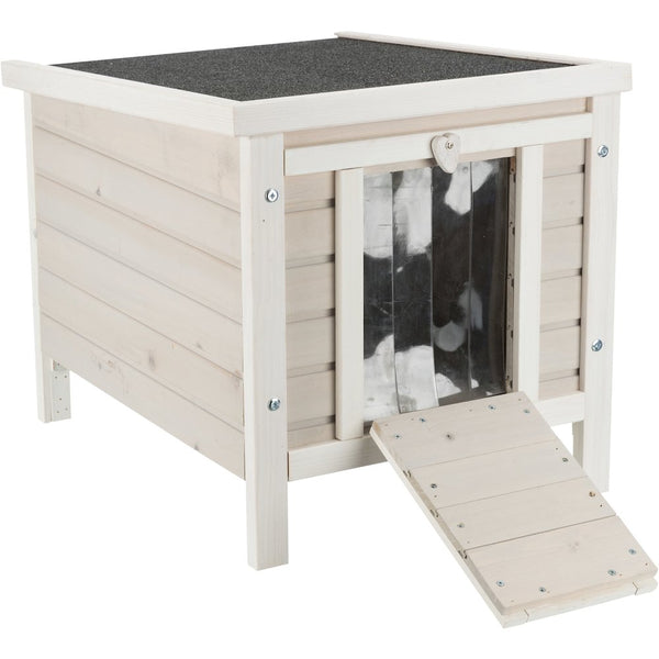 natura 1-Story Weatherproof Small Outdoor Cat House with Hinged Roof, Gray