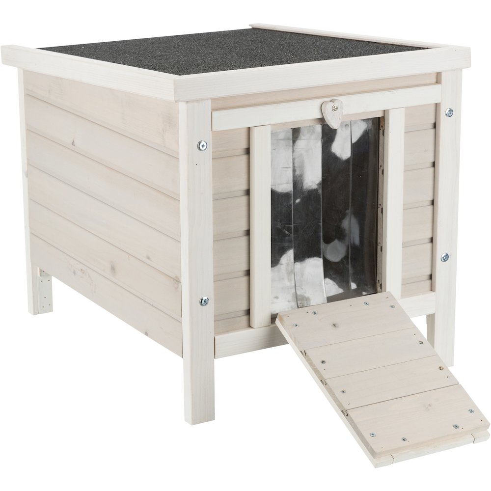 natura 1-Story Weatherproof Small Outdoor Cat House with Hinged Roof, Gray